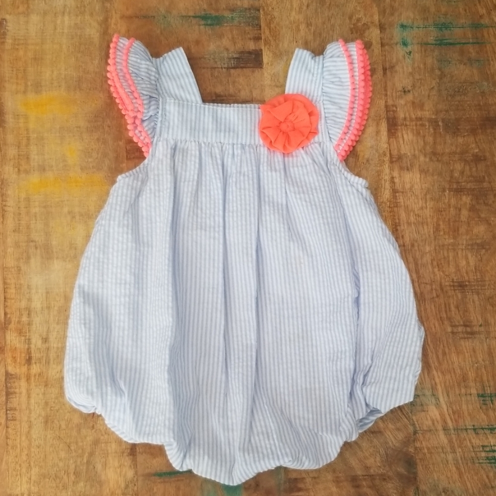🦋 Blue + Orange 🦋 Seersucker jumper